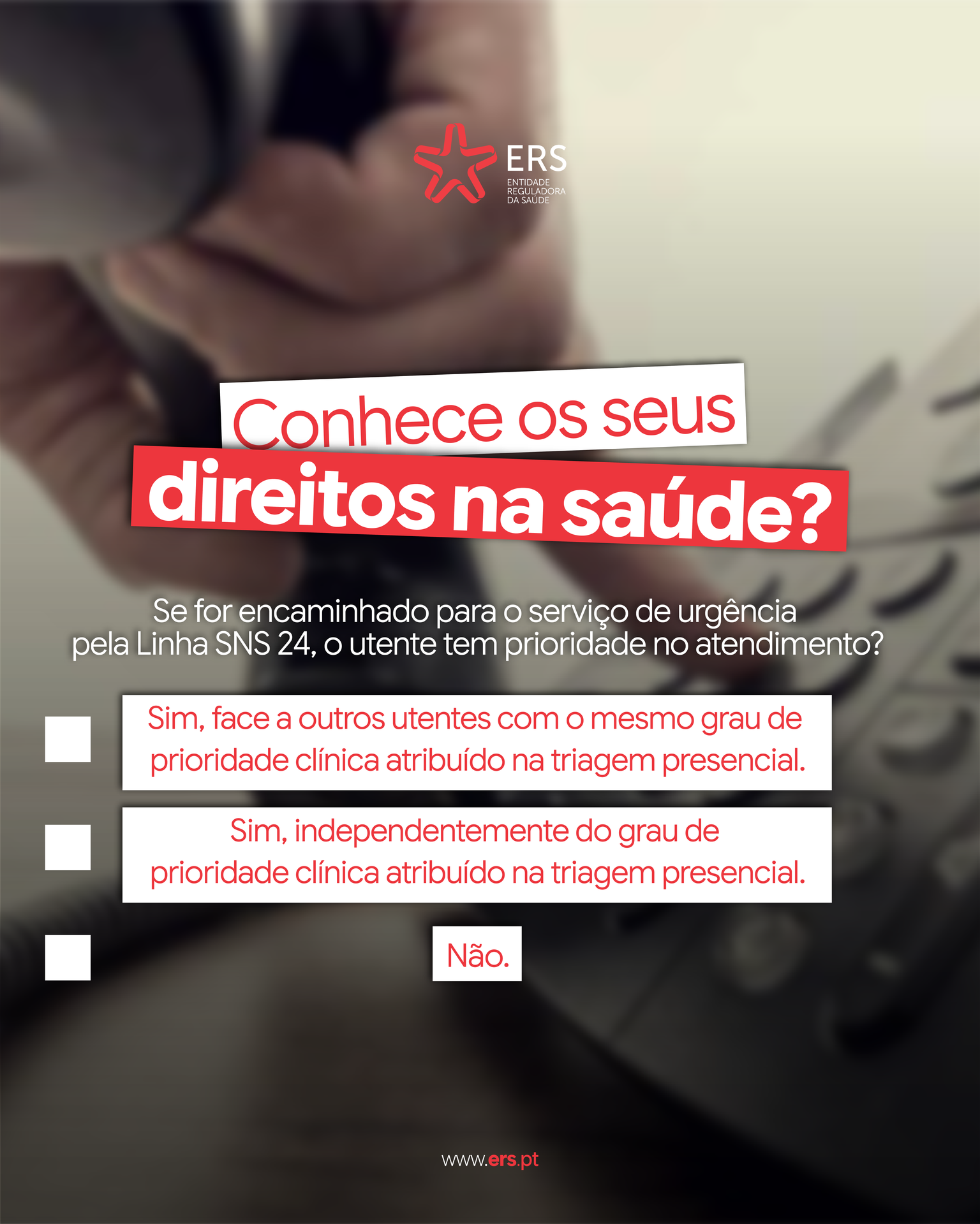 ERS lança campanha de sensibilização sobre os direitos dos utentes dos serviços de saúde